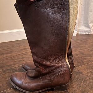 Frye Brown Leather Combat Boots